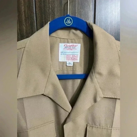Creighton Vintage Military Uniform Button Down Short Sleeves Workman Shirt XL - Picture 7 of 8